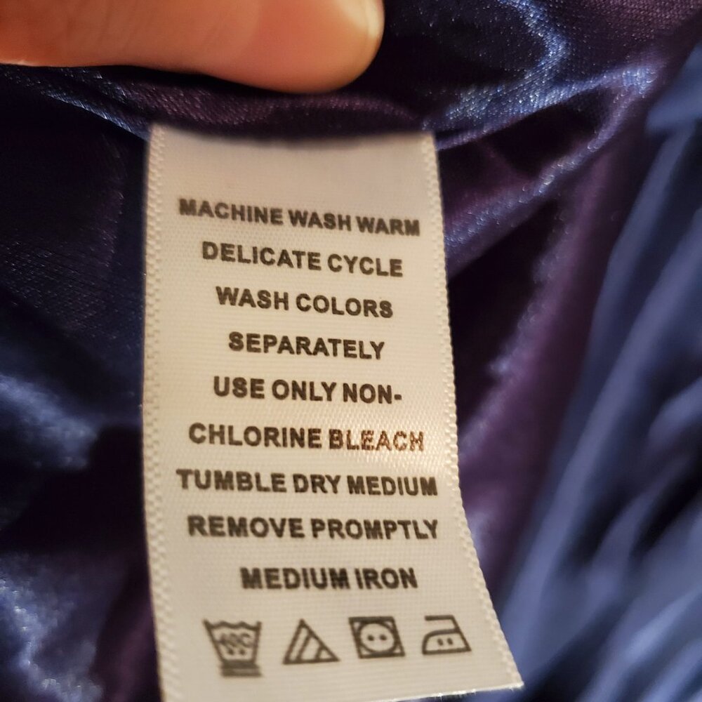 NWT Roaman's Royal Shiny Navy Blue Gathered Waist V Neck SS Dress Size 26W - Picture 5 of 6